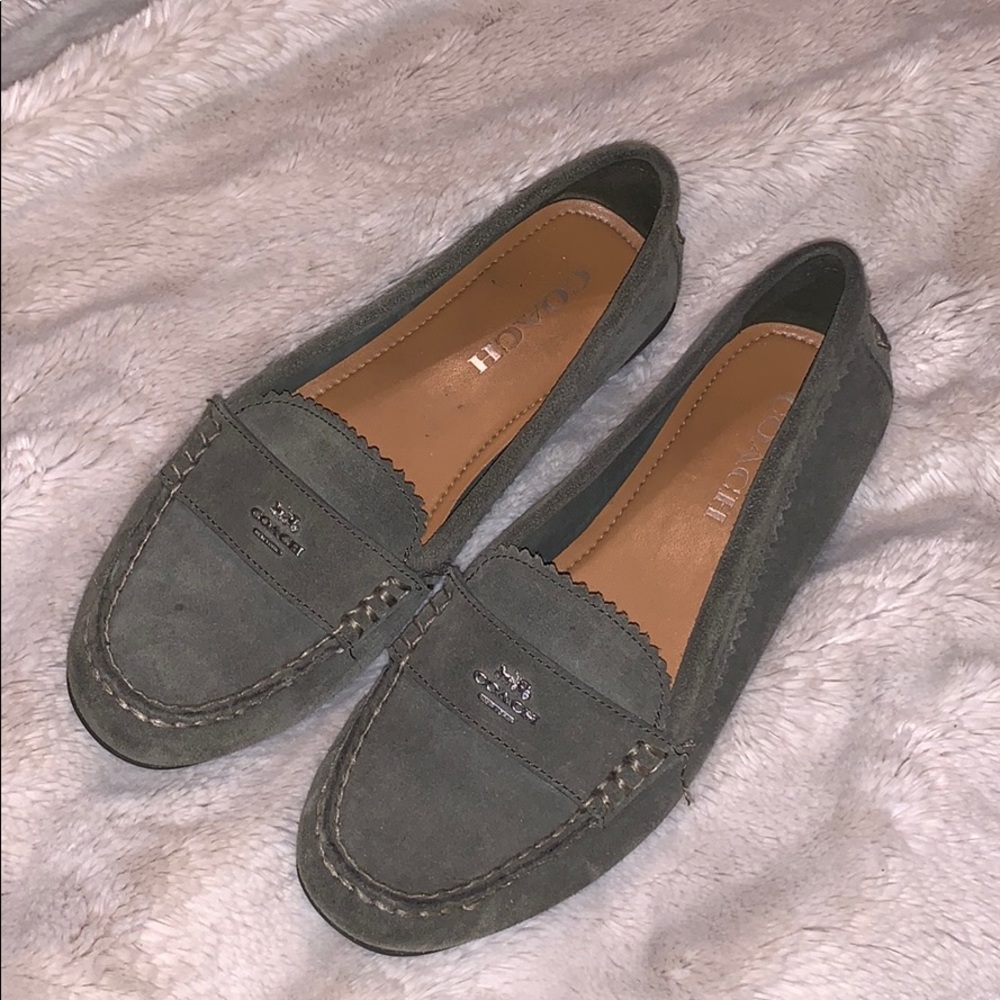 Green suede coach loafer size 7